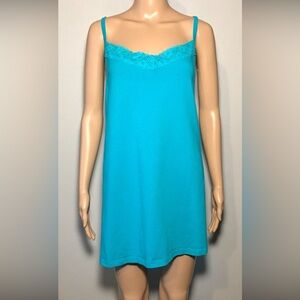 Catherines Women's Tank Top Size 6X Teal Lace Detail Adjustable Spaghetti Strap